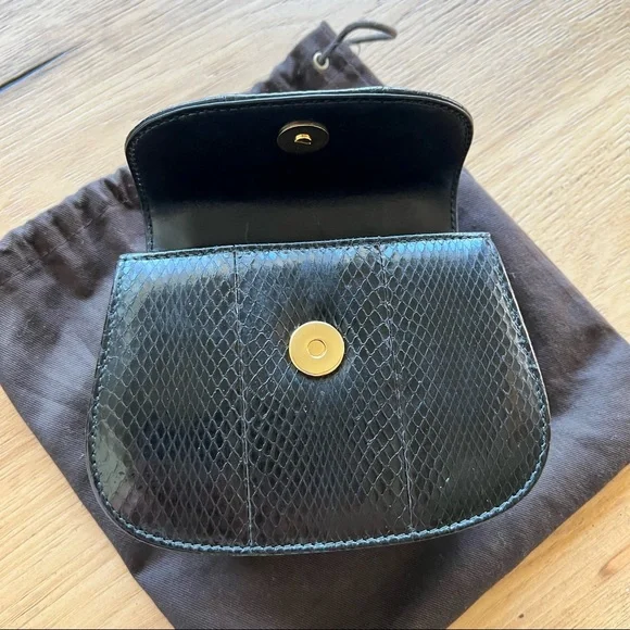 Gucci | Vintage 1947 Bamboo Mini Black Python Crossbody Two Way Chain Bag - Picture 12 of 17